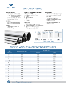 Tubing Specification