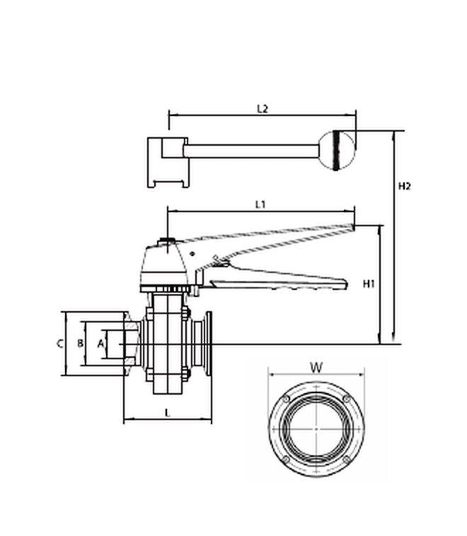 Standard Clamp Butterfly Valve With Black Plastic Trigger Handle (BFVTC-TP) - Image 2